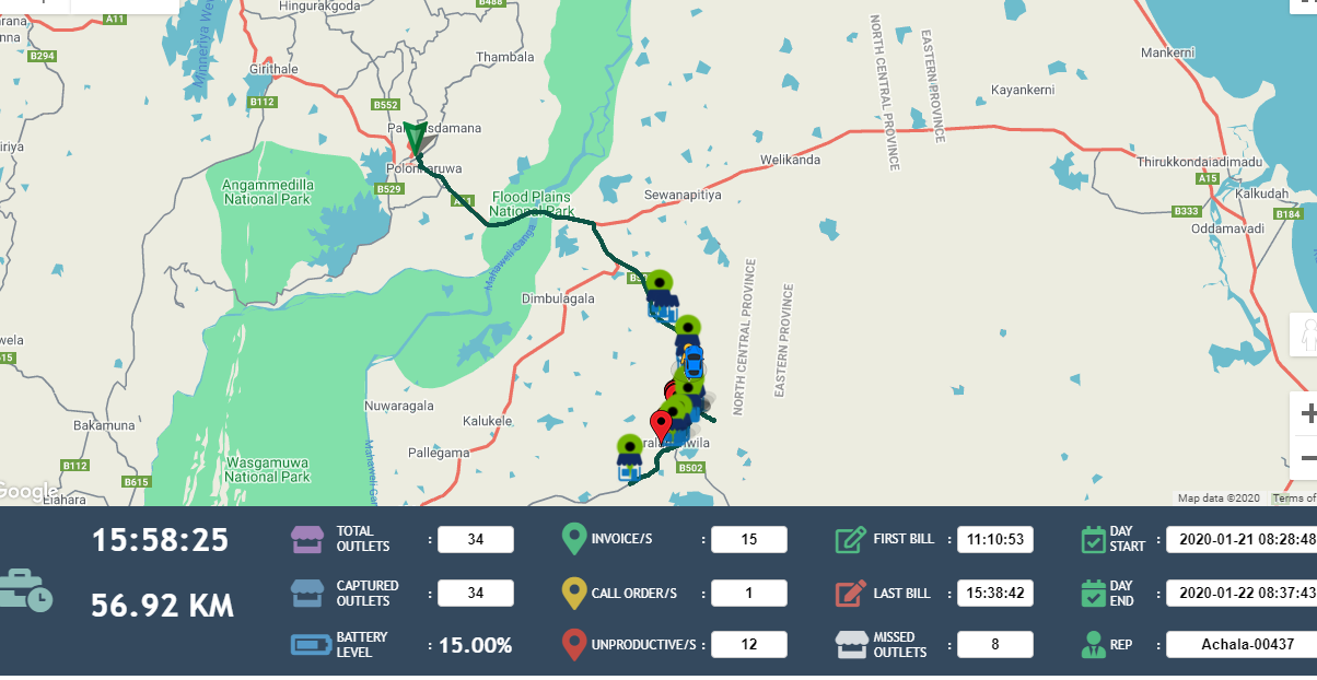 Route replay with day summary