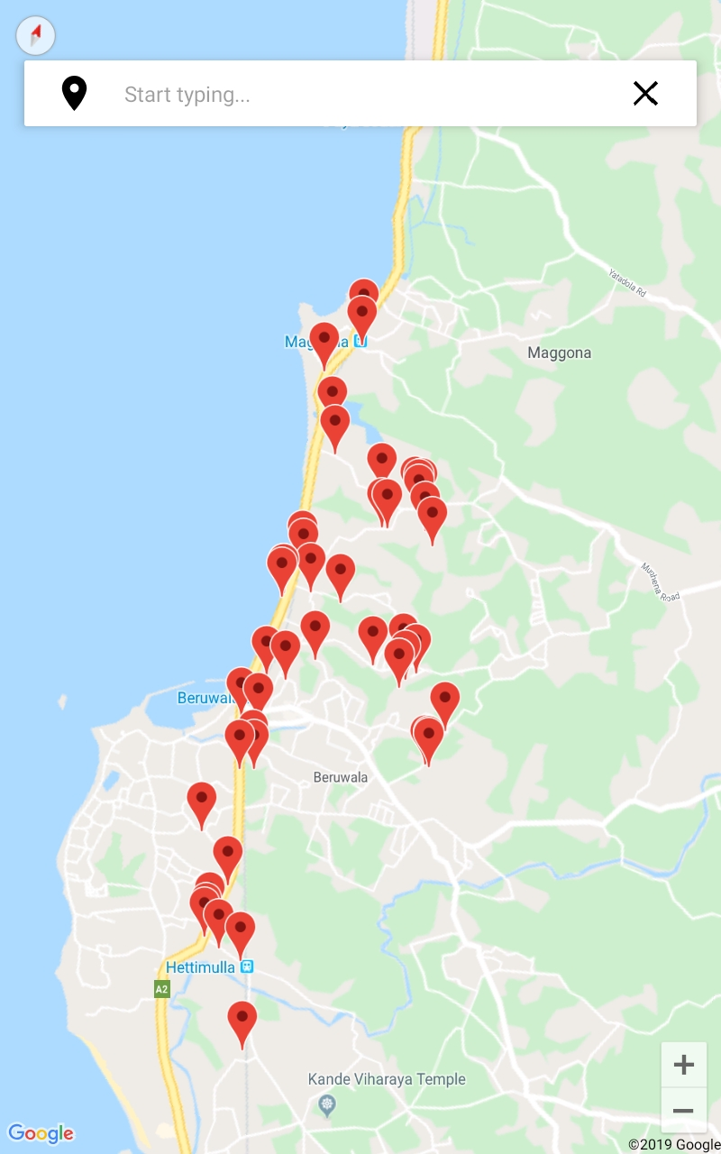Map of mapped outlets across a territory